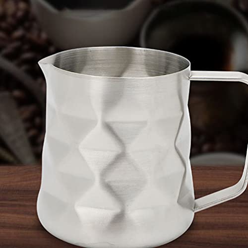 HEMOTON Jarra espumoso de Leche 350 ml Jarra de Vapor de Acero Inoxidable Leche café Capuchino Latte Art Barista Jarra… - Imagen 3