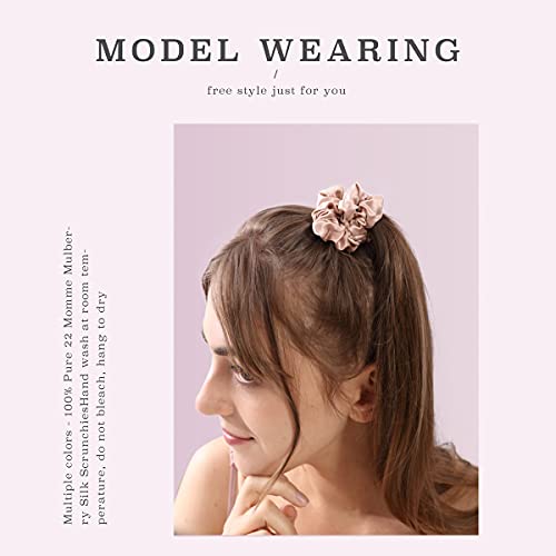 Mtsnoo Silk Scrunchies For Hair Sleep 100% Pure 22 Momme Mulberry Silk Scrunchies For Curly Hair With Elastic Band 4 Pack Silk Hair Ties Ropes Scrunchies Set For Women Girls #TOP3
