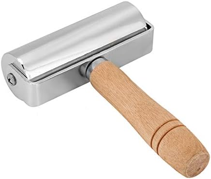 Miniatura 7 de TOPINCN Rodillo de prensa de cuero, mango de madera, herramienta de laminación de acero al carbono, rodillo de pegamento para cuero, rollo de metal