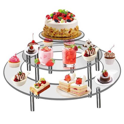 Lifup 3 Tier Acrylic Cupcake Stand, Premium Cupcake Holder, Weddings Parties Pastry Serving Tray for Pastry Dessert Tables, Party Favors Decoration, Baby Shower, Birthday Round Clear