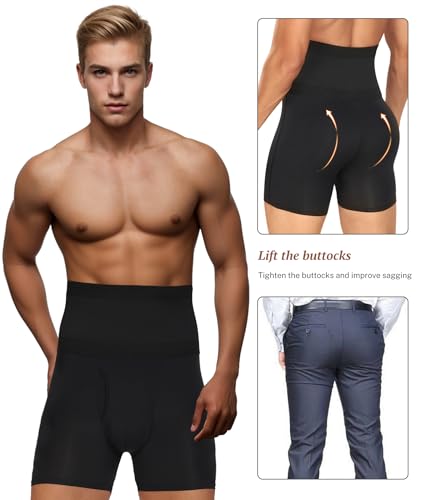 Mens Shapewear Compression Shorts High Waist Tummy Control Underwear for Belly Fat Slimming Body Shaper Boxer Briefs3