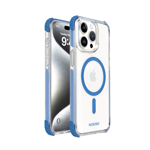 Coque antichoc iPhone 15 Plus anti-chute avec pare-chocs et anneau MagSafe bleu