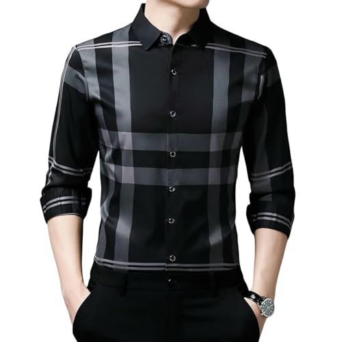 Camisa a cuadros versátil de manga larga con diseño de moda casual