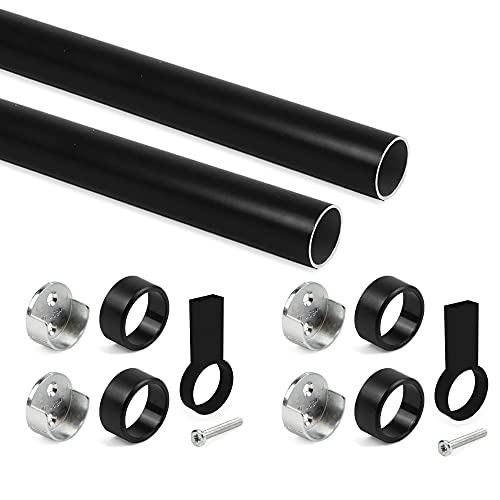 Emuca - Schrankstangen-Set Ø28, 1150mm, Schwarz, Aluminium und Zamak, Partie von 2