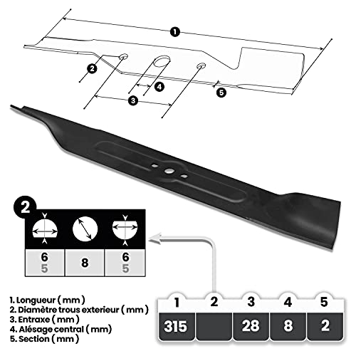Lame 31.5cm pour tondeuse électrique Elem Garden Technic de rechange - 2