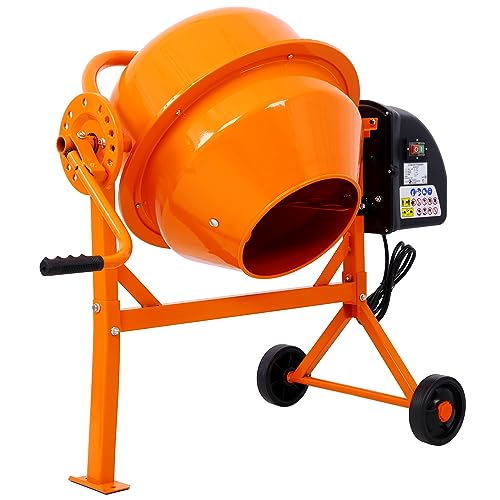 Cement Mixer, 3 Cu. Ft Electric Concrete Mixer Machine, 110v AC Motor Portable Power Cement Mixers for Mortar, Stucco and Fodder