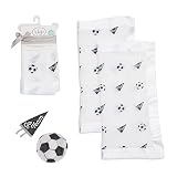 Lulujo Baby Security Blanket Soft Breathable Cotton Muslin Baby Blanket, 16' x 16' Soccer