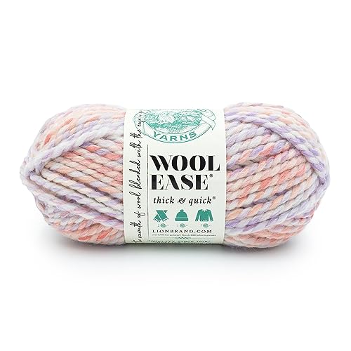 Image of Lion Brand Yarn Wool-Ease Thick and Quick Yarn, Soft and Bulky Yarn for Knitting, Crocheting, and Crafting, 1 Pack, Bubblegum | Super Bulky Wool Acrylic Blend Fiber for Soft Hats, Sweaters, Chunky Blankets, Yarn for Crochet, Knitting, Crafts, Weaving