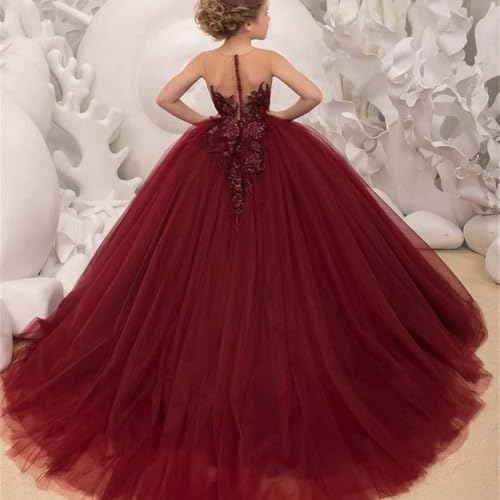 Tulle Flower Girl Dresses for Wedding Lace Appliques Formal Pageant Girls Ball Gown Kids First Communion Dress for Girls3