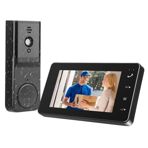 Nastopee Campanello senza fili da Esterno 1080P, IPS di 4.3 Videocitofono, Citofono senza fili da Esterno, Audio Bidirezionale, Impermeabile IP65, Visione a 80° & Visione Notturna, Nessun WiFi (Nero)