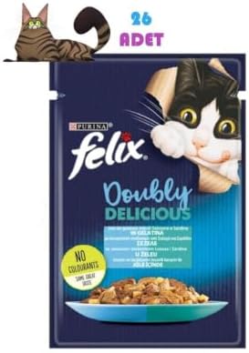 Felix Çifte Lezzet Somon & Sardalyalı Kedi Yaş Mama (26 x 85 gr) — Amazon ürün görseli
