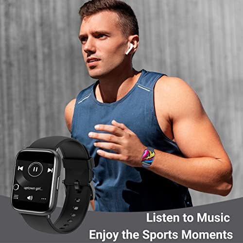 HOAIYO Smart Watch, 1.8" Full Touch Fitness Tracker with Blood Oxygen, Heart Rate Monitor, 5ATM Waterproof Outdoor Sports Smartwatch for Men Women for Android iOS Phones (1.8", Black)