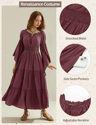 Disfraz Renacentista Mujer Vestido Maxi Vino miniatura 6