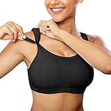 IHHCOXK High Impact Sports Bra for Women Front Adjustable Straps Full Coverage Compression Yoga Bra Wireless Tank Top (Black, Large)