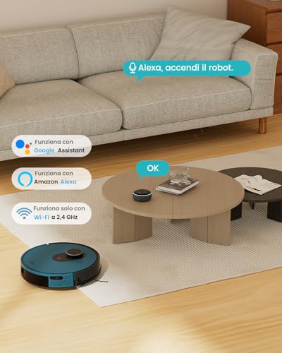 Okp L1 Robot Aspirapolvere Con Mappatura, Navigazione Lidar, 3800Pa, 200 Minuti, Wifi/App/Alexa, Ricarica Automatica,Zone Vietate, Pianificazione Intelligente, Adatto Per Tappeti/Pavimenti Duri, Blu - 4
