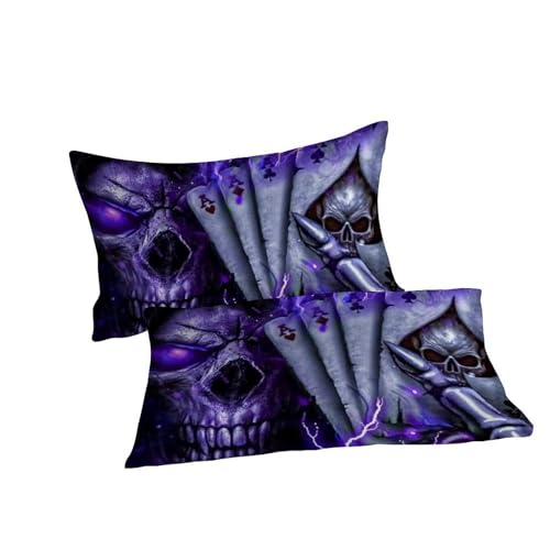 Parure de lit gothique crâne violet en microfibres de qualité supérieure King size 220x240cm - 7