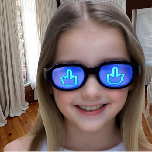 Light Up Middle Finger Glasses - 7 Color LED Mood, Rechargeable Hilarious Party Glasses for Adults, Teens, Couples - Perfect for Concerts, Raves & Troll Gifts!3