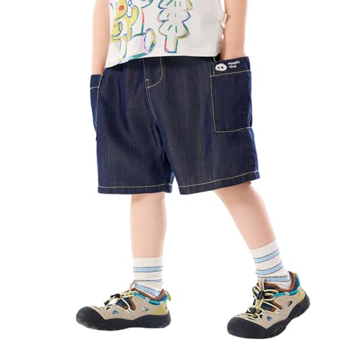 FAEXUM Toddler Boys Denim Shorts Baggy Soft Breathable Elastic Waist Retro Jean Shorts Summer Fashion Streetwear Short Pants Black 120