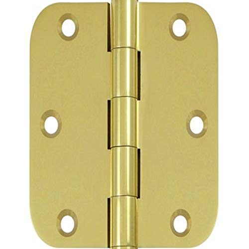 Deltana DSB35R53-R Residential Solid Brass 3 1/2-Inch x 3 1/2-Inch x 5/8-Inch Radius Hinge