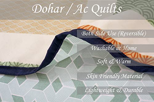 Image of BSB HOME Pure Cotton 120 GSM Reversible Soft Light Weight Printed Single Bed Blanket /AC Dohar /Summer /Skin Friendly Dohar-220 x 152 cm- Beige