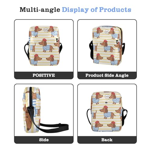 messenger bag for men Shoulder Bag For Woman Womens Purse Cross Body Adjustable Strap for Shopping Shopping- Cute Dachshund Pattern with French Romantic Style4