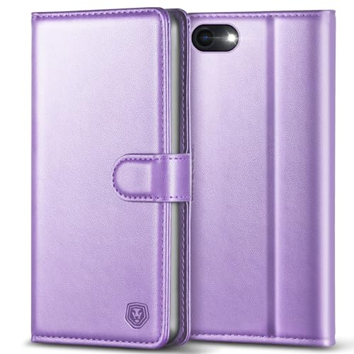 Kuafcase Case Compatible for iPhone 7, iPhone 8, iPhone SE 2022, iPhone SE 2020, 4 Card Slots Magnetic Closure Kickstand Shockproof Protective Phone Case Compatible for iPhone 7/8/SE - Light Purple