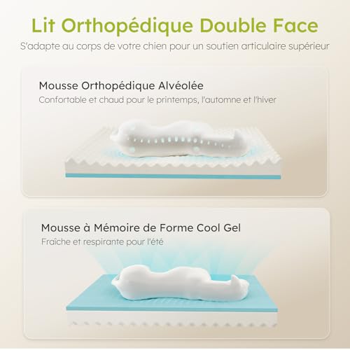 Lit pour chien orthopédique mémoire de forme lavable XL gris - 3