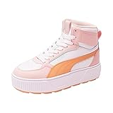 PUMA Shoes Karmen Rebelle Mid Sneaker, White-Orange Peach-Rose Dust-Minty Burst, 5 US Unisex Big Kid