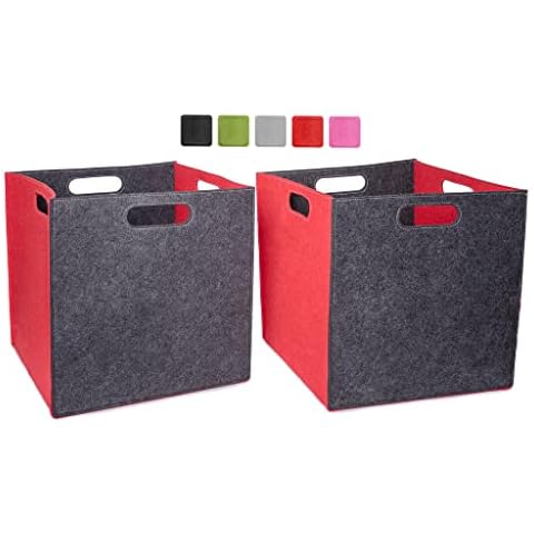 2 Stück Regalkorb Filzbox Faltbar Filzkorb Kallax Aufbewahrungsbox Set 33x33x33cm Cover