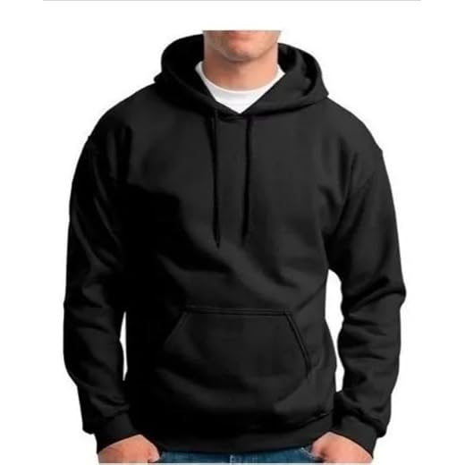 Blusa de Frio Masculina Moletom Liso Sem Estampa Casaco Com Capuz Inverno (BR, Alfa, GG, Regular, Regular, Preto)