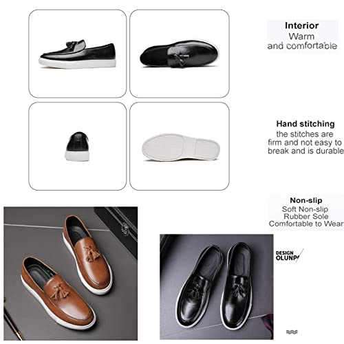 Men's Leather Tassel Slip On Loafers,Personalized Business Luxury Slip-on Leather Shoes,Slip-Resistant Driving Dress Shoes3