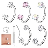 Rbleote Juego De 7 Piezas 16 G Piercing Para La Nariz De Herradura Surgical Steel Horseshoe Nose Rings Hoops Aro Para El Tabique Nasal De Acero Inoxidable Piercing Para Hélix Trago Labio Y Labio