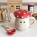 Imagen de Disoza Taza Seta 400ml Taza Café Seta Regalo Taza Cerámica Con Cuchara y Posavasos Taza Té Café Navidad Regalo Cumpleaños Para Esposa Novia Niños