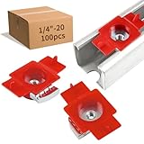AOIGU 1/4'-20 100PCS Nylon Strut Channel Nuts, Galvanized Channel Squeeze Nut with Twist Tab, Compatible with...