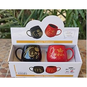 Galox King And Queen Ceramic Coffee Mug for Wedding Gifts, Husband and Wife Anniversary Present, Grandparents, Wedding…