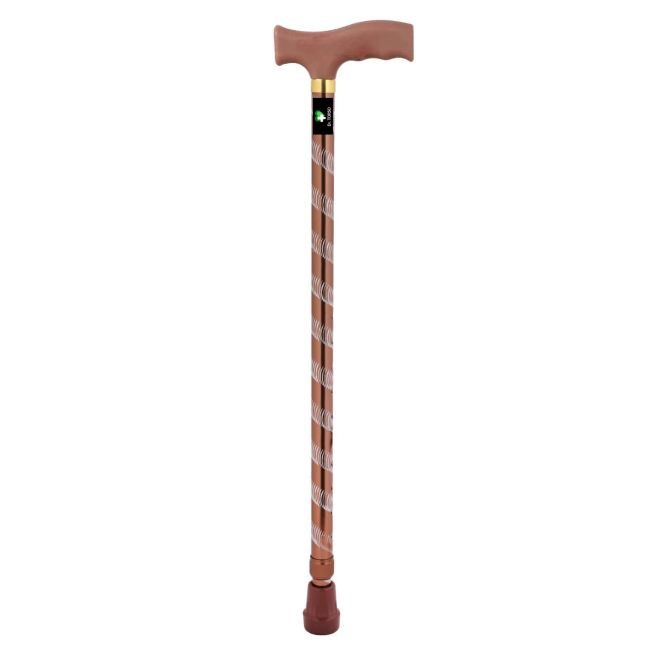 Stylish Aluminium Walking Stick with Adjustible Height, Light Weight Body for Men/Women, Patients, Old People (Copper)