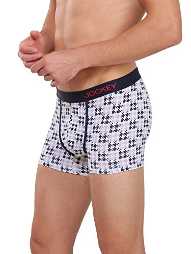 Image of Jockey US63 Men's Super Combed Cotton Elastane Stretch Printed Trunk with Ultrasoft Waistband (Prints May Vary)
