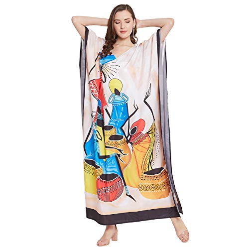 Image of Oussum Plus Size Kaftan Dresses for Women, Polyester Summer Caftan Cover Up Maxi Beach Dress, 1X-3X