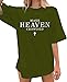 Make Heaven Crowded T-Shirt Women Christian Shirt Inspirational Graphic Tees Short Sleeve Top Olive Green M