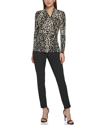 DKNY Women's Long Sleeve Cross Front Suit Blouse