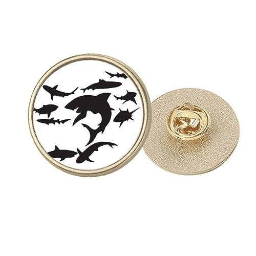 Broche ronde requin noir Blue Ocean, le cadeau idéal en métal doré M