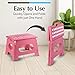 Handy Laundry Folding Lightweight Step Stool - Sturdy Enough to Support Adults and Safe Enough for Kids - Opens Easy with One Flip - Great for Kitchen, Bathroom or Bedroom (Pink | 2-Pack)
