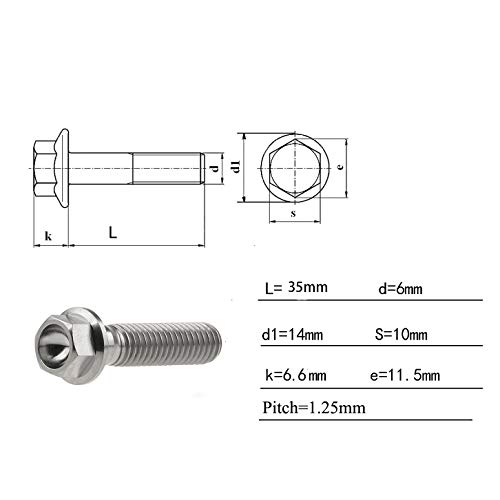 Tornillos de titanio M8 x 35mm con cabeza de brida pequeña pack de 4 2