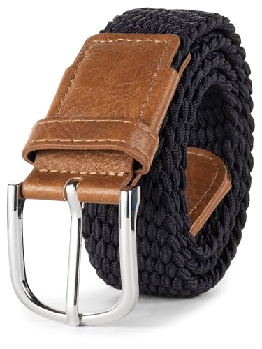 Indicode Unisex Alvin Stoffgürtel 35mm breit | Kunstleder-Riemen & Metall Gürtelschnalle Navy, 90