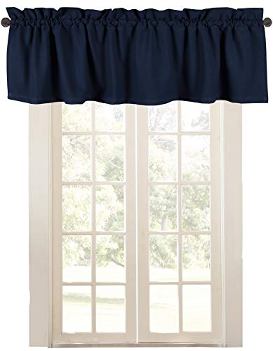 Native Fab Juego de 2 Cortina Corta de Cocina Ventana W 137 x H 46 cm 100% Algodón Lavable, Opacas Media Ventana Cortinas para Fregadero Cocina balcón Dormitorio Café- Azul Oscuro Cover