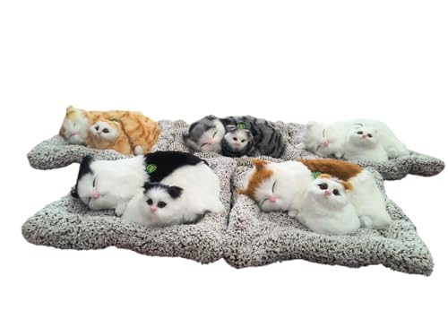 Image of Realistic Sleeping Cat Plush - Mother & Kitten Set, Soft Decorative Toy for Kids, Home & Car Decor, 25 x 20 cm(Gold Spot)