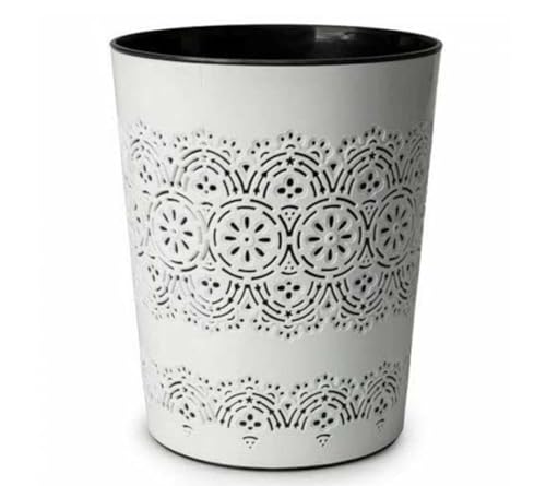 PREMZO Round Flora Bin 9 Liter Basket Container Storage Plastic Waste Paper Small Rubbish Bin Trash for Bedrooms Lounge Kitchen Home Office Bathroom Dormitory Rooms (ICE White)