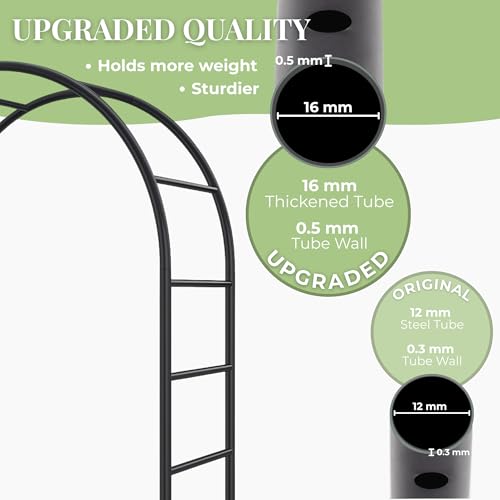 image for Adorox Thickened Tube Garden Arch,7.3ft Heavy-Duty Metal with 16mm Ste