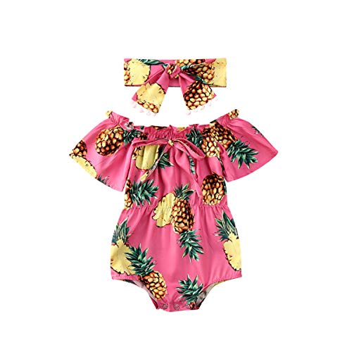 Image of Kuriozud Newborn Infant Baby Girl Off Shoulder Ruffle Romper Bodysuit One Piece Jumpsuit Clothes