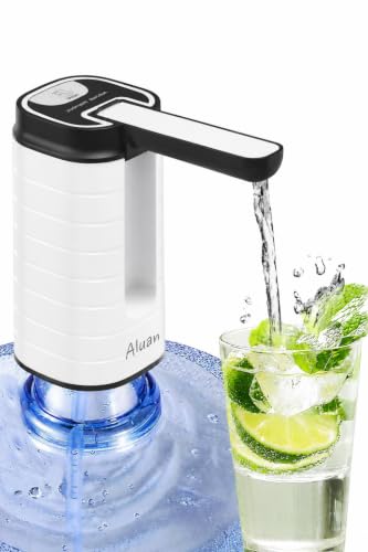 Image of Aluan Automatic Water Can Dispenser Pump for 20 Litre Bottle-Big Battery Portable C Type USB Rechargeable Water Pump Dispenser for Home-with Low Noise & High Efficiency (White)